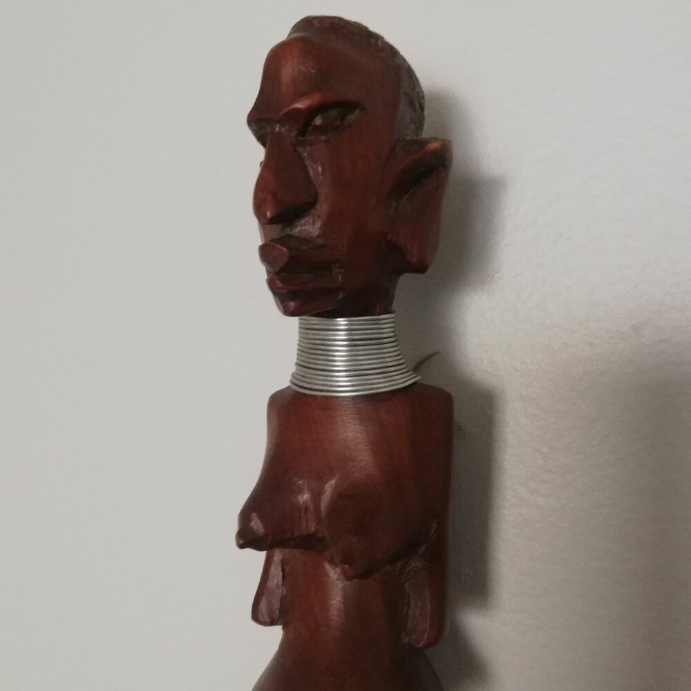 Large 30" Vintage African Tribal Carved Wood Fly Whisk Ceremonial Decor
